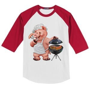 BBQ Pig Grilling Kids Colorblock Raglan Jersey