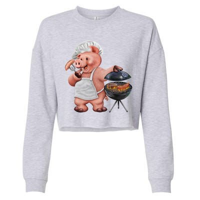 BBQ Pig Grilling Cropped Pullover Crew