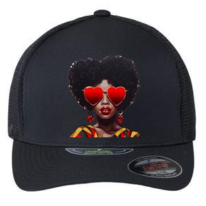 Beautiful Black Queen Afro Heart Sunglasses Junenth Pride Meaningful Gift Flexfit Unipanel Trucker Cap