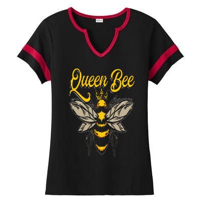 Beekeeping Bee Queen Crown Beekeeper Ladies Halftime Notch Neck Tee