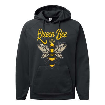 Beekeeping Bee Queen Crown Beekeeper Performance Fleece Hoodie