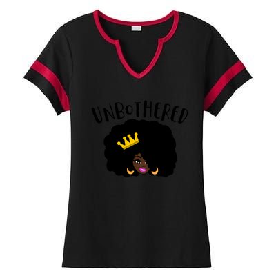 Beautiful Black Queen Afro Crown Unbothered Brown Skin Queen Gift Ladies Halftime Notch Neck Tee