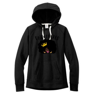 Beautiful Black Queen Afro Crown Unbothered Brown Skin Queen Gift Women's Fleece Hoodie