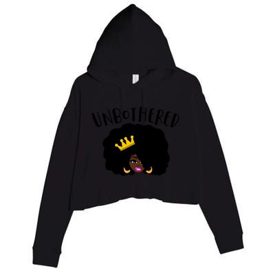 Beautiful Black Queen Afro Crown Unbothered Brown Skin Queen Gift Crop Fleece Hoodie