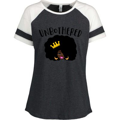 Beautiful Black Queen Afro Crown Unbothered Brown Skin Queen Gift Enza Ladies Jersey Colorblock Tee