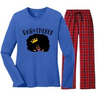 Beautiful Black Queen Afro Crown Unbothered Brown Skin Queen Gift Women's Long Sleeve Flannel Pajama Set 