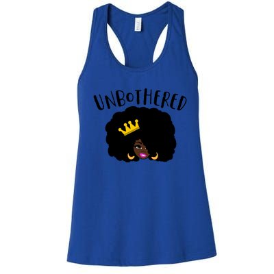 Beautiful Black Queen Afro Crown Unbothered Brown Skin Queen Gift Women's Racerback Tank