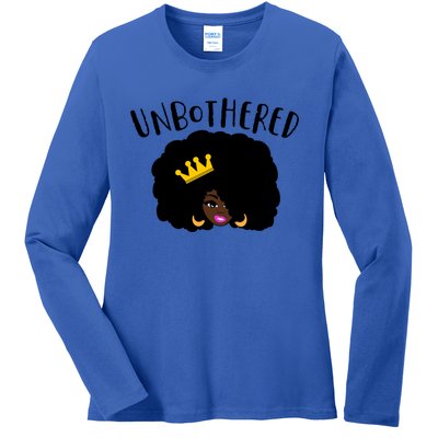 Beautiful Black Queen Afro Crown Unbothered Brown Skin Queen Gift Ladies Long Sleeve Shirt