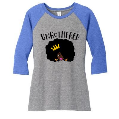 Beautiful Black Queen Afro Crown Unbothered Brown Skin Queen Gift Women's Tri-Blend 3/4-Sleeve Raglan Shirt