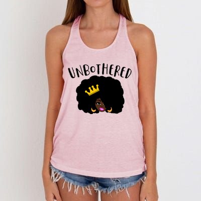 Beautiful Black Queen Afro Crown Unbothered Brown Skin Queen Gift Women's Knotted Racerback Tank