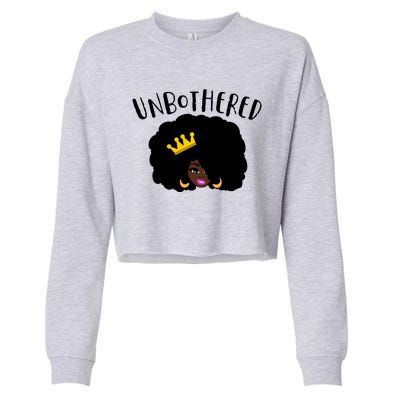 Beautiful Black Queen Afro Crown Unbothered Brown Skin Queen Gift Cropped Pullover Crew