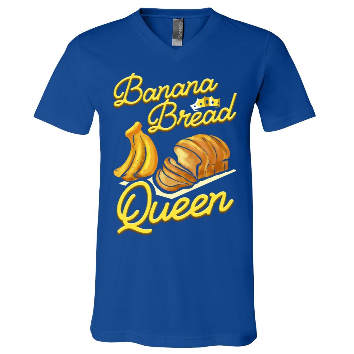 Banana Bread Queen Baking Vegan Baker Gift V-Neck T-Shirt