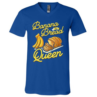 Banana Bread Queen Baking Vegan Baker Gift V-Neck T-Shirt