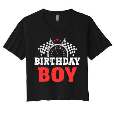 Birthday Boy Race Car Racing Car Driver Birthday Crew Women's Crop Top Tee