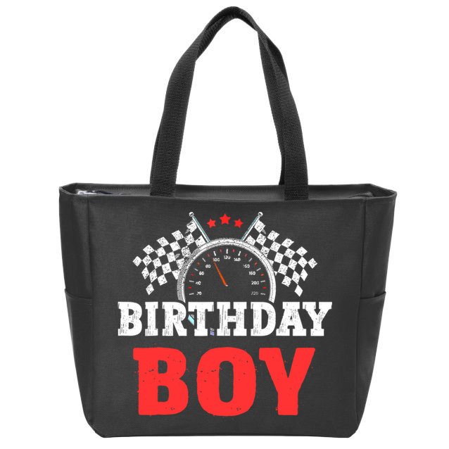 Birthday Boy Race Car Racing Car Driver Birthday Crew Zip Tote Bag