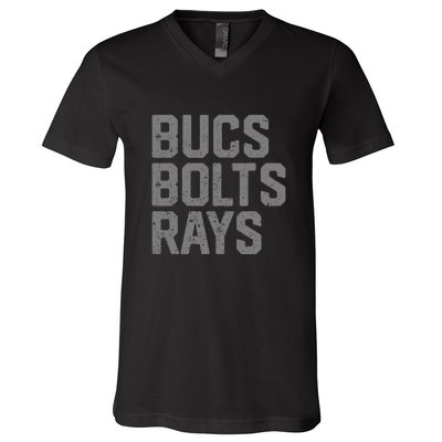 Bucs & Bolts & Rays V-Neck T-Shirt