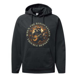 Bluegrass Banjo Raccoon Trouble Departs Bluegrass Music Performance Fleece Hoodie