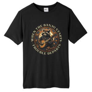 Bluegrass Banjo Raccoon Trouble Departs Bluegrass Music Tall Fusion ChromaSoft Performance T-Shirt