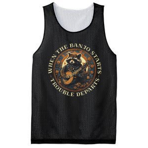 Bluegrass Banjo Raccoon Trouble Departs Bluegrass Music Mesh Reversible Basketball Jersey Tank