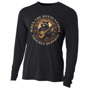 Bluegrass Banjo Raccoon Trouble Departs Bluegrass Music Cooling Performance Long Sleeve Crew