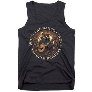 Bluegrass Banjo Raccoon Trouble Departs Bluegrass Music Tank Top