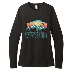 Bison Buffalo Retro Wyoming Wy Mountains Womens CVC Long Sleeve Shirt