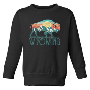 Bison Buffalo Retro Wyoming Wy Mountains Toddler Sweatshirt