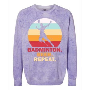 Badminton Beer Repaet Badminton Cool Gift Colorblast Crewneck Sweatshirt