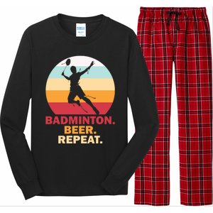 Badminton Beer Repaet Badminton Cool Gift Long Sleeve Pajama Set