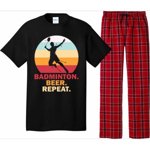 Badminton Beer Repaet Badminton Cool Gift Pajama Set