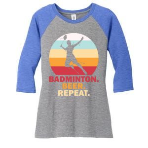 Badminton Beer Repaet Badminton Cool Gift Women's Tri-Blend 3/4-Sleeve Raglan Shirt