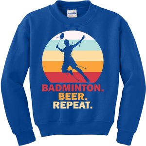 Badminton Beer Repaet Badminton Cool Gift Kids Sweatshirt