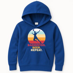 Badminton Beer Repaet Badminton Cool Gift Kids Hoodie