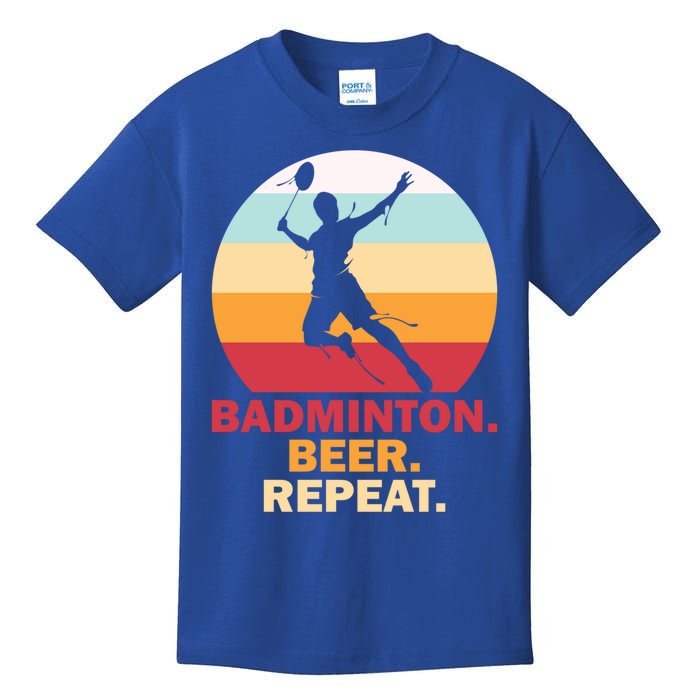 Badminton Beer Repaet Badminton Cool Gift Kids T-Shirt