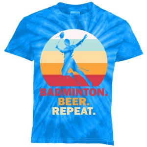 Badminton Beer Repaet Badminton Cool Gift Kids Tie-Dye T-Shirt