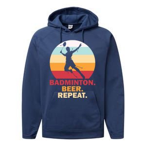 Badminton Beer Repaet Badminton Cool Gift Performance Fleece Hoodie