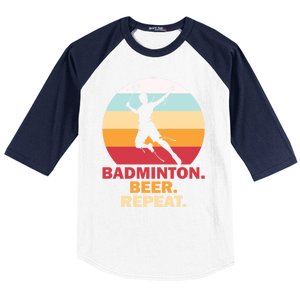 Badminton Beer Repaet Badminton Cool Gift Baseball Sleeve Shirt