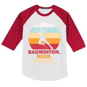 Badminton Beer Repaet Badminton Cool Gift Kids Colorblock Raglan Jersey