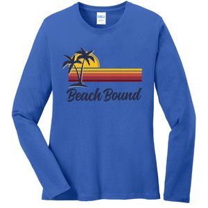 Beach Bound Retro Summer Fun Family Vacation Trip Gift Ladies Long Sleeve Shirt