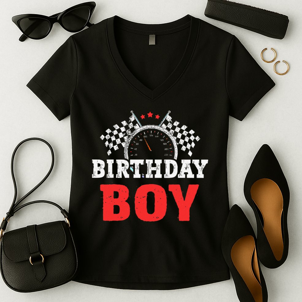 Birthday Boy Race Car Racing Car Driver Birthday Crew Women's V-Neck T-Shirt
