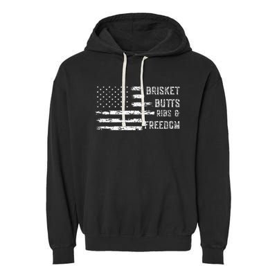 Brisket Butts Ribs And Freedom Bbq Garment-Dyed Fleece Hoodie