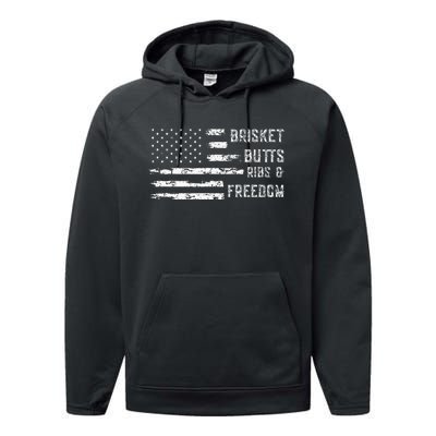 Brisket Butts Ribs And Freedom Bbq Performance Fleece Hoodie