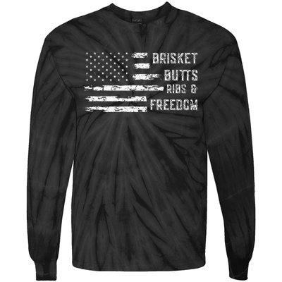 Brisket Butts Ribs And Freedom Bbq Tie-Dye Long Sleeve Shirt