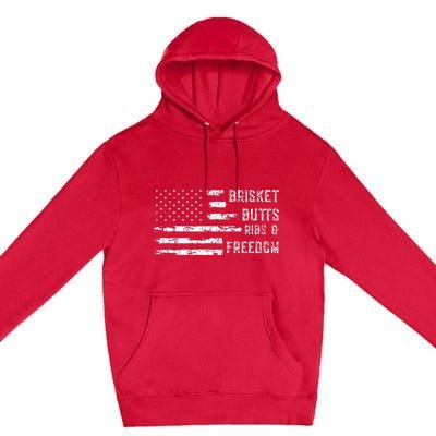 Brisket Butts Ribs And Freedom Bbq Premium Pullover Hoodie