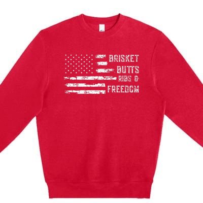 Brisket Butts Ribs And Freedom Bbq Premium Crewneck Sweatshirt