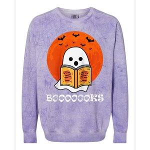 Booooooks Boo Read Books Halloween Raglan Baseball Colorblast Crewneck Sweatshirt