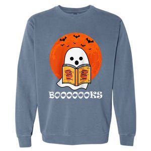 Booooooks Boo Read Books Halloween Raglan Baseball Garment-Dyed Sweatshirt