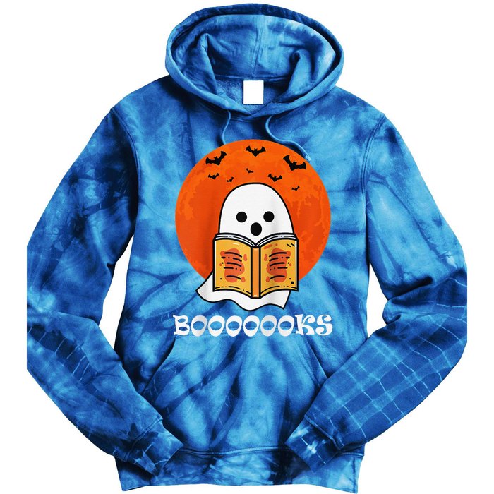 Booooooks Boo Read Books Halloween Raglan Baseball Tie Dye Hoodie