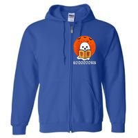 Booooooks Boo Read Books Halloween Raglan Baseball Full Zip Hoodie