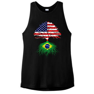 Brazil Brasil Roots Brazilian American Immigrant Ladies PosiCharge Tri-Blend Wicking Tank